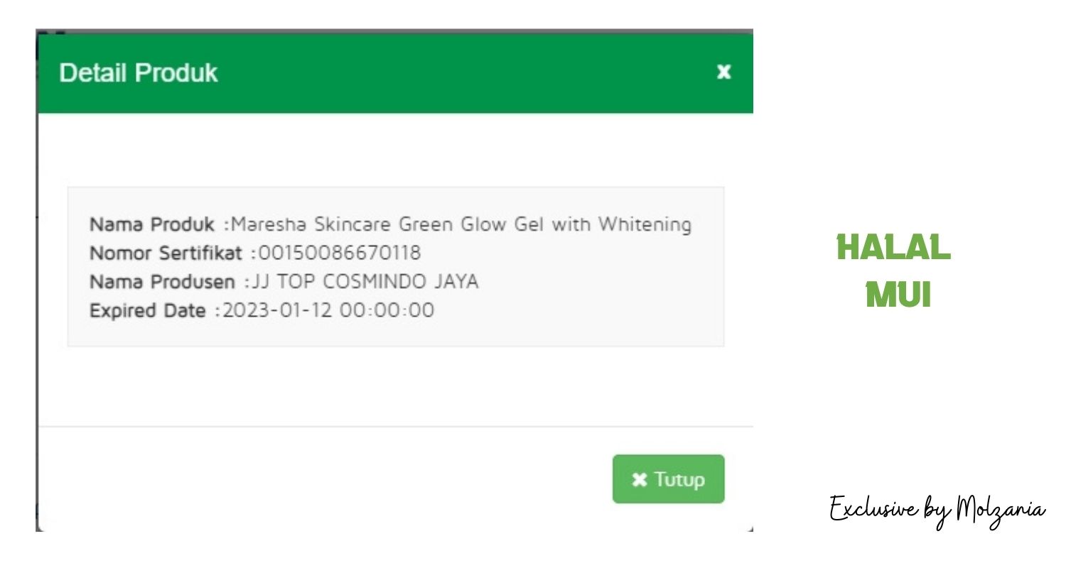 maresha green glow sudah terdaftar halal mui