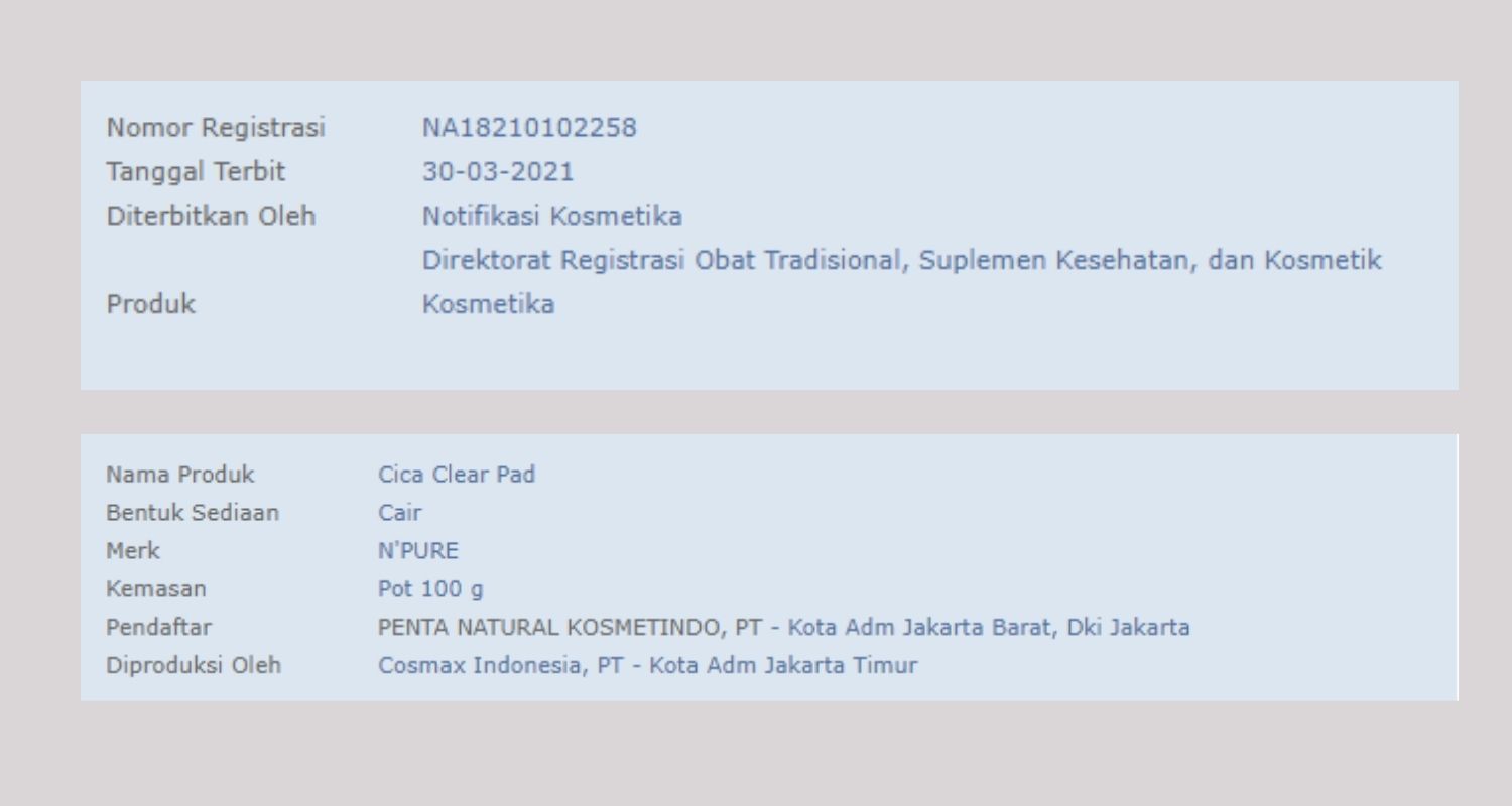 Nomor registrasi bpom