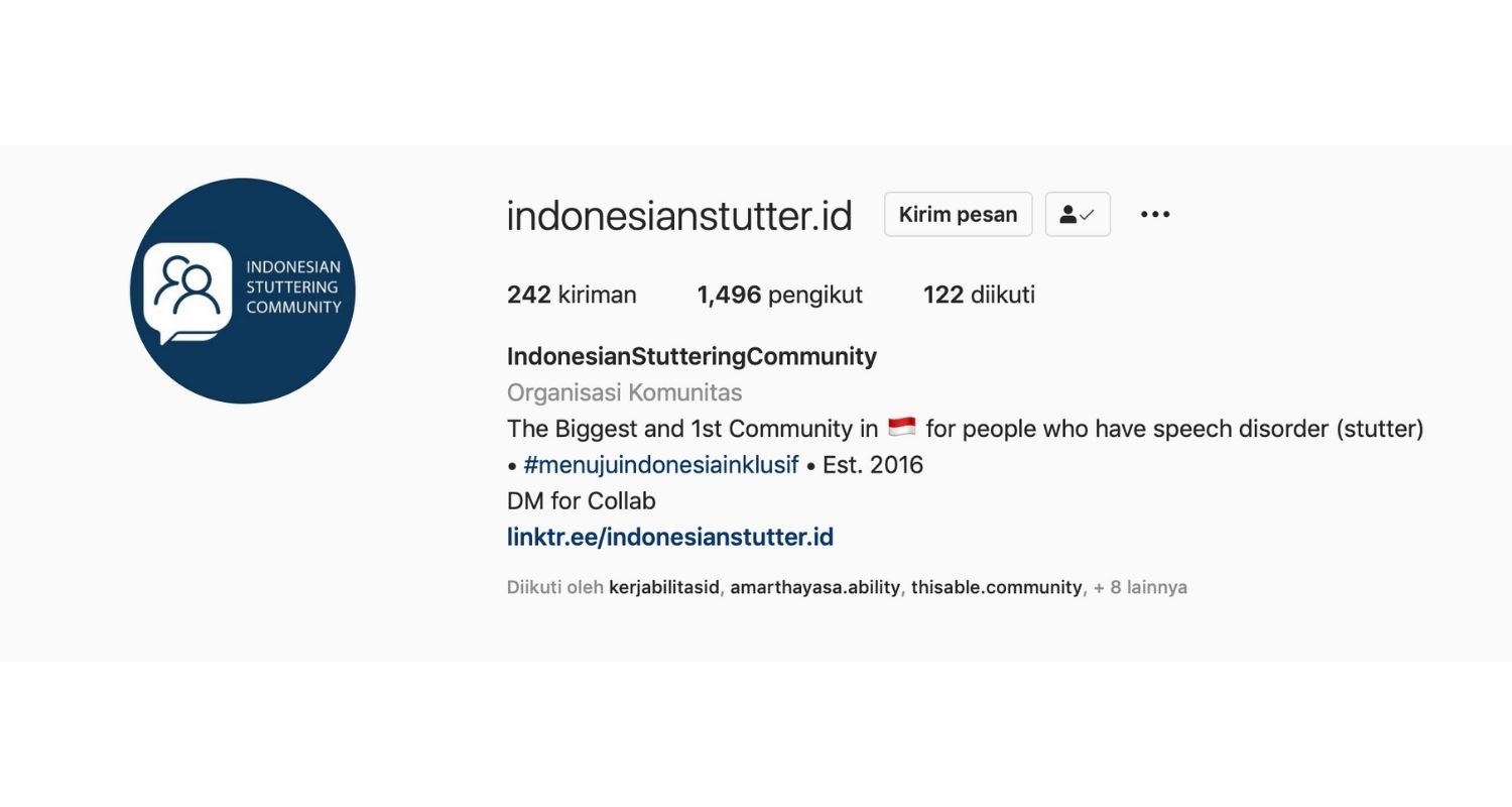 ndonesian Stuttering Community (ISC) Instagram