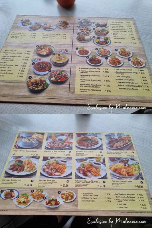 menu makanan di restoran cimory mountain view bogor