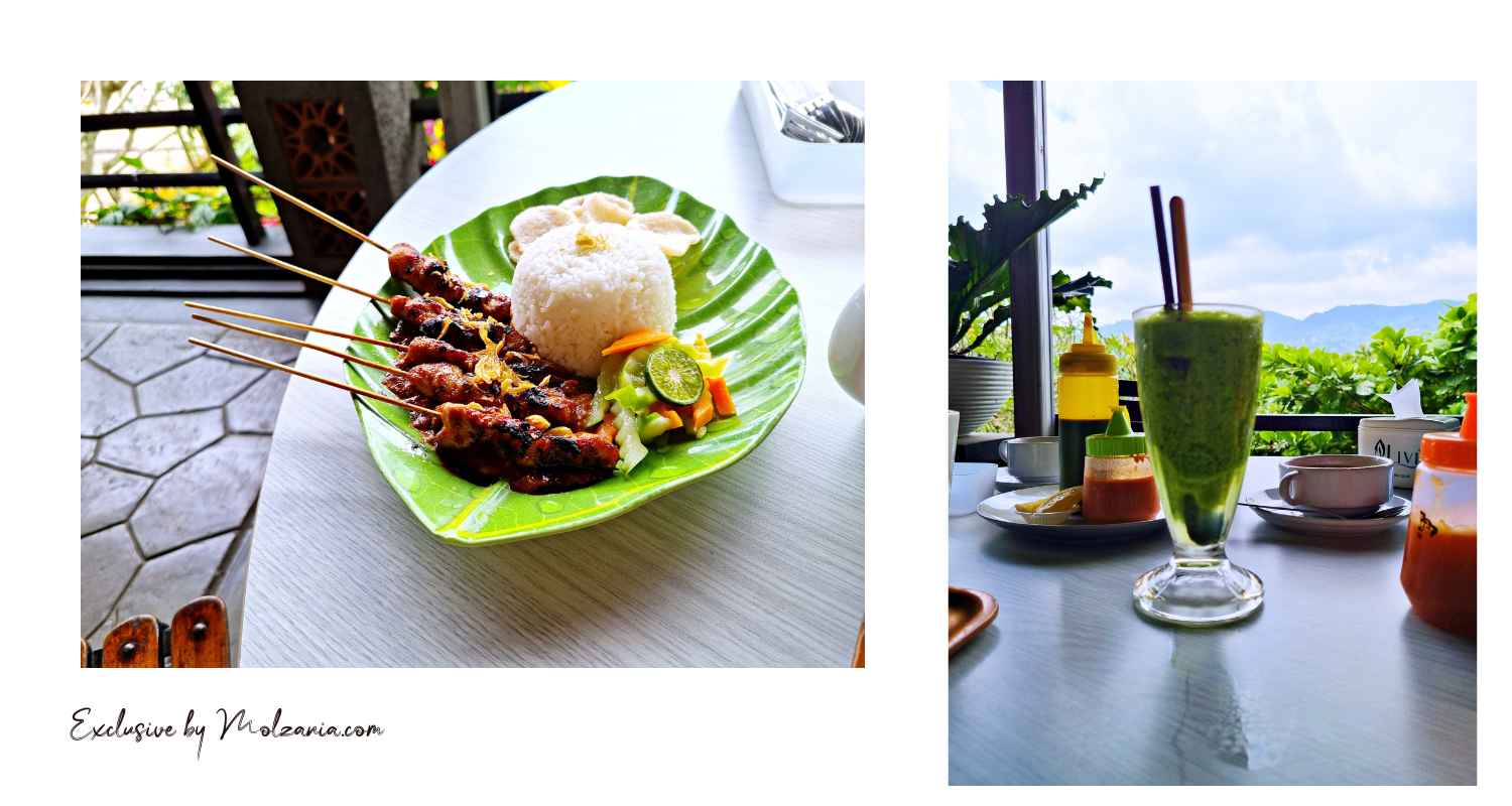 sate ayam dan cimory green juice